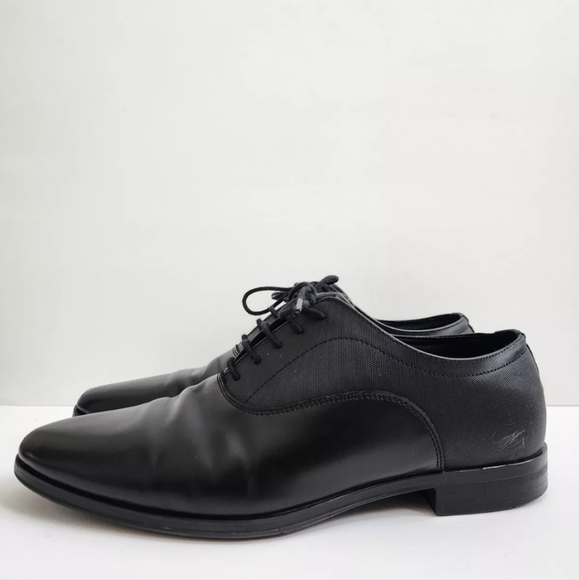 ZARA MENS DRESS BLACK DERBY CLASSIC POINTED TOE LACE UP SHOES 8 41 - Picture 1 of 9